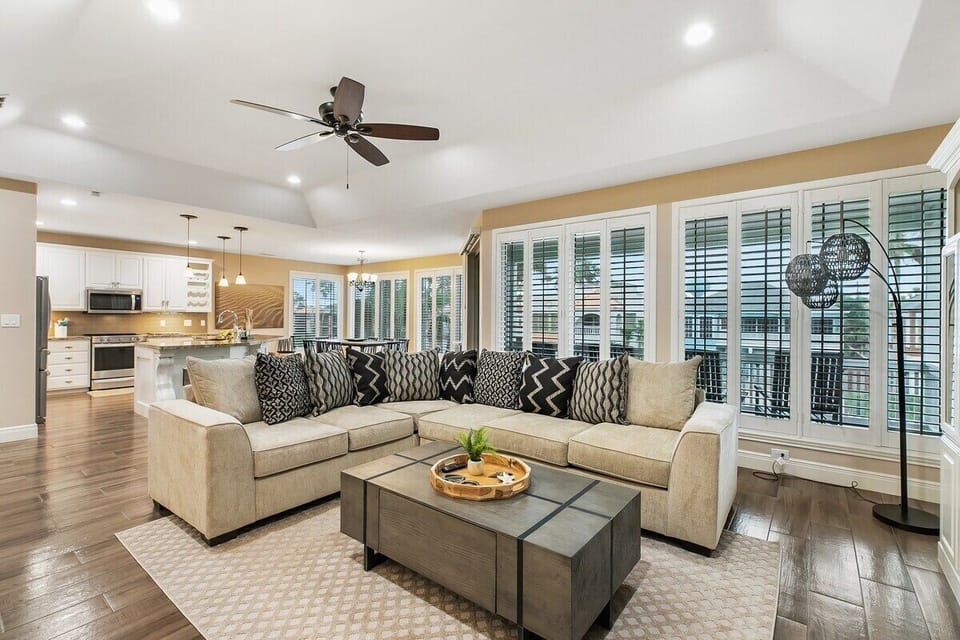 Our living room boasts the most comfortable modern furniture, so sit down with your family and friends, and watch some Netflix