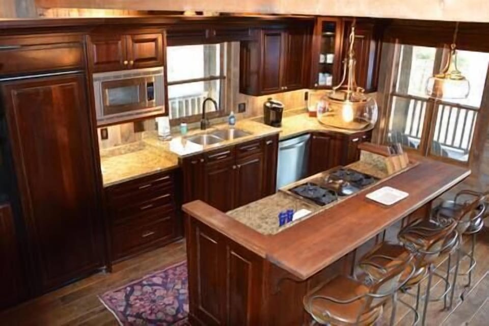 A view of the gourmet kitchen