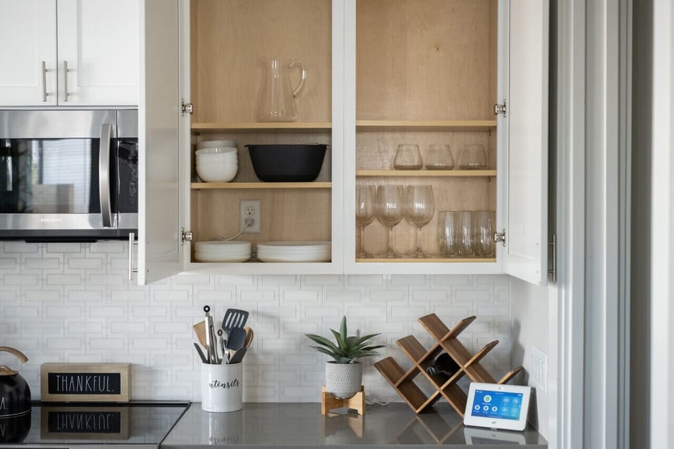 LUX has ample glassware, dishes and cookware for you to use!