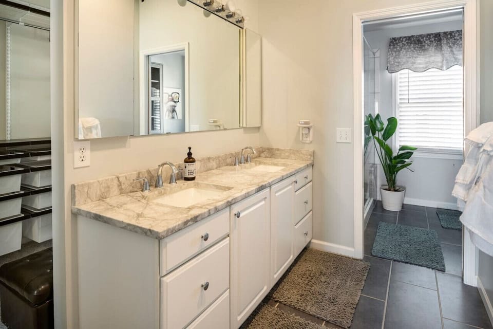 Master bath with double vanity.