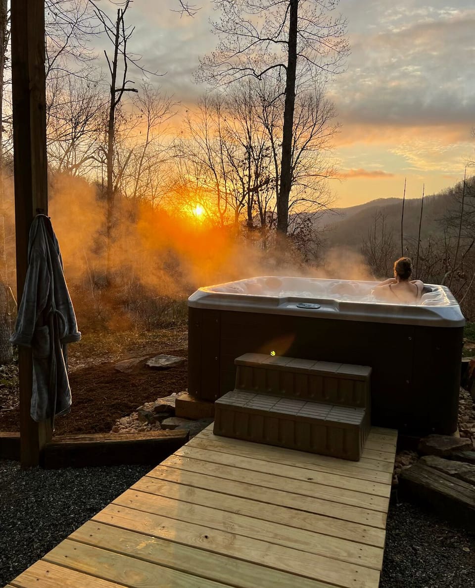The hot tub is the perfect spot to catch a sunrise!