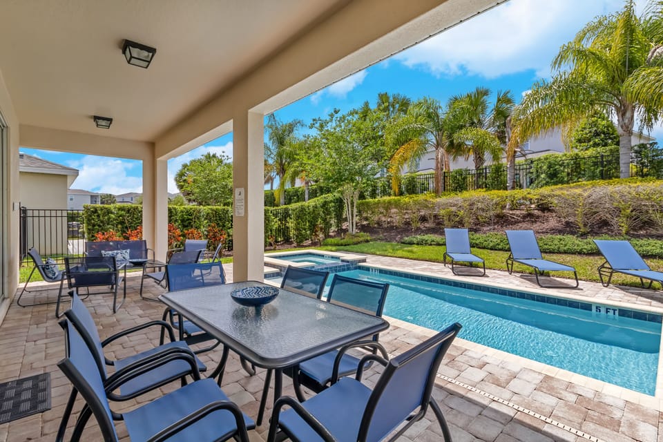 Dining set - covered area next to the pool