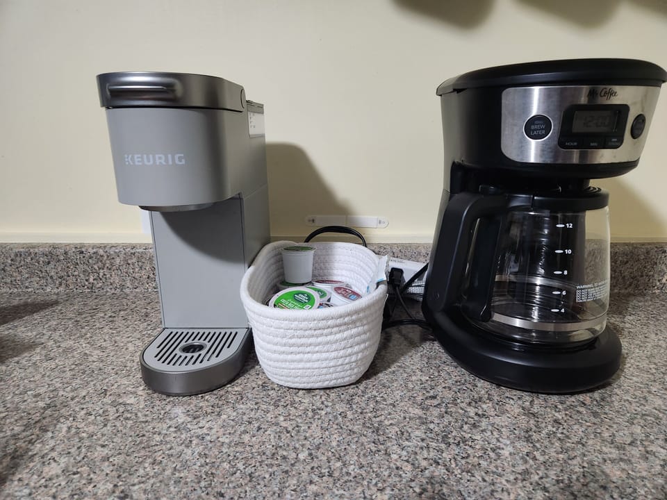 Both Keurig and Mr Coffee!