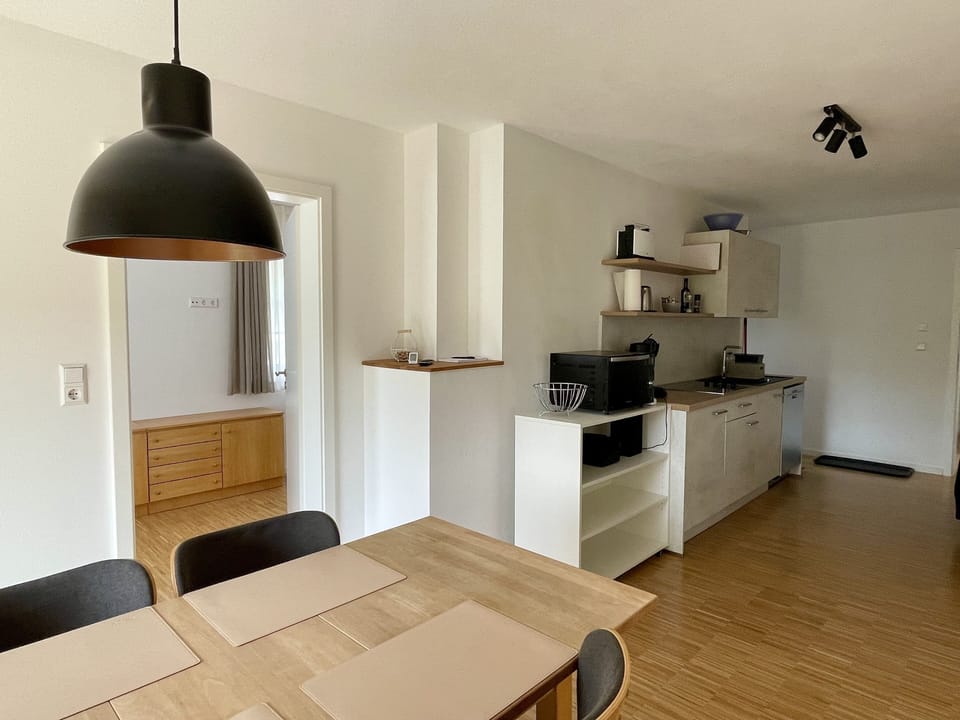 Deluxe Condo | Private kitchen | Full-size fridge, microwave, oven, stovetop