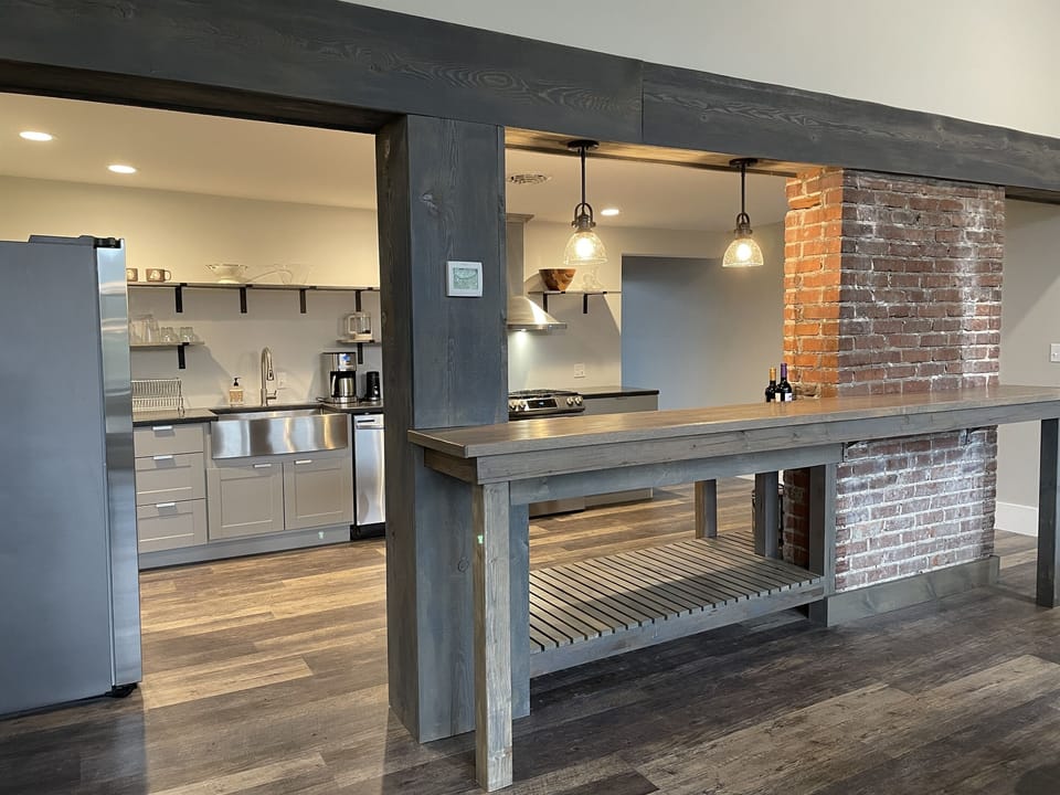 looking into kitchen from bar