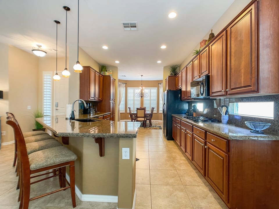 Kitchen toward formal dining area