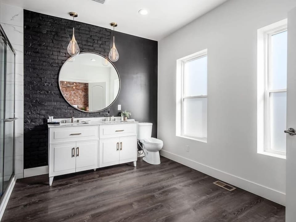 Relax and unwind! This modern bathroom is your perfect personal retreat. 