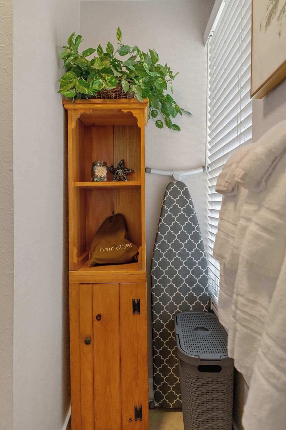 The flat has an iron, ironing board and a hair dryer for your convenience. 