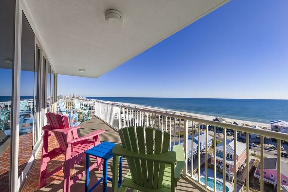 Ocean views for miles from the balcony-height Adirondack chairs. 