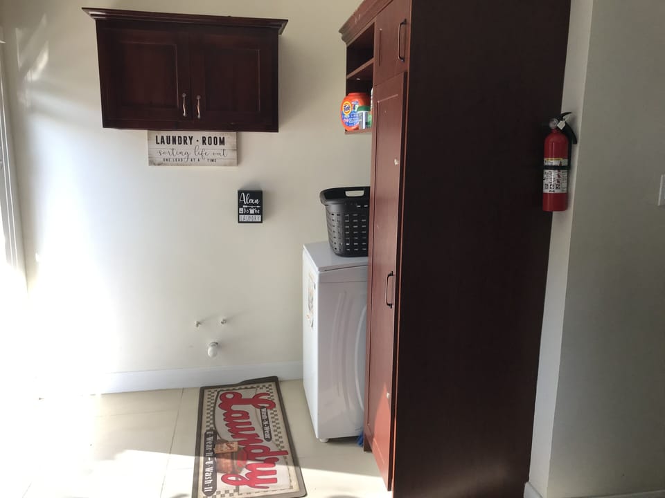 Laundry area … Alexa is in all bedrooms, however, cannot assist with laundry 😌