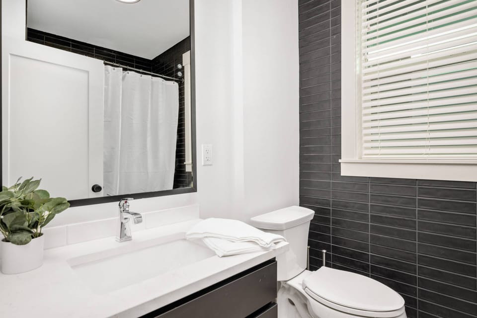 One of the three bathrooms in the home.