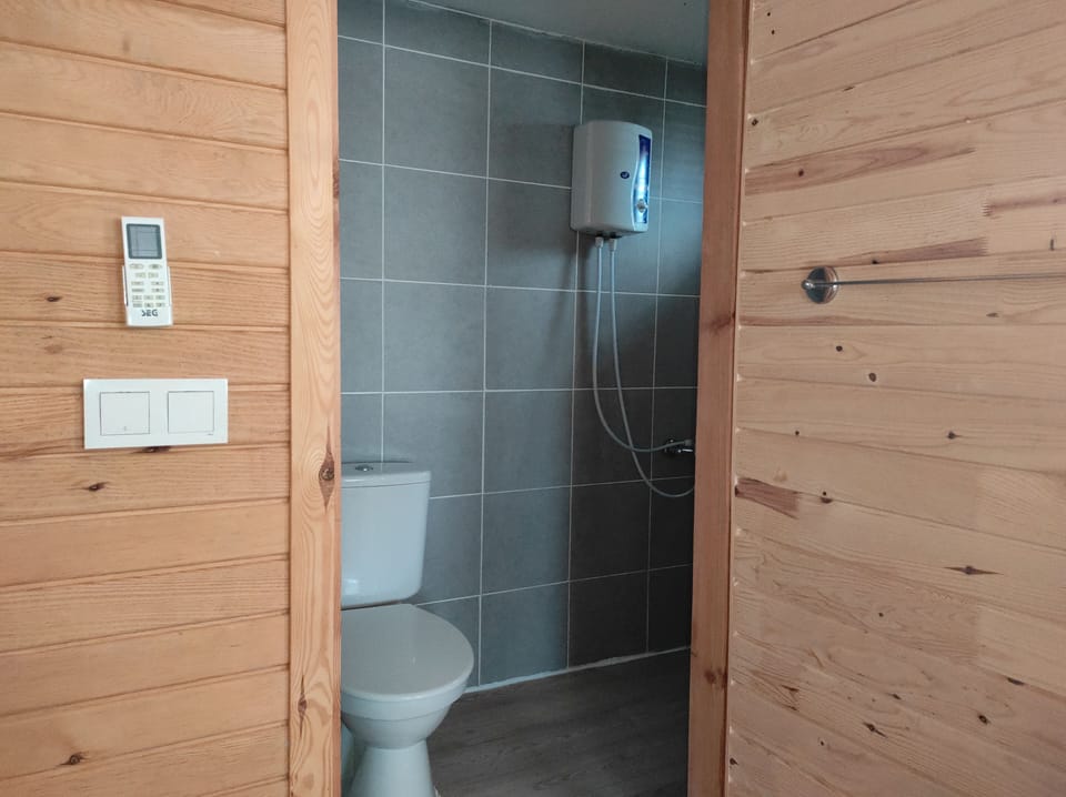 Classic Room | Bathroom | Shower, hair dryer, slippers, towels