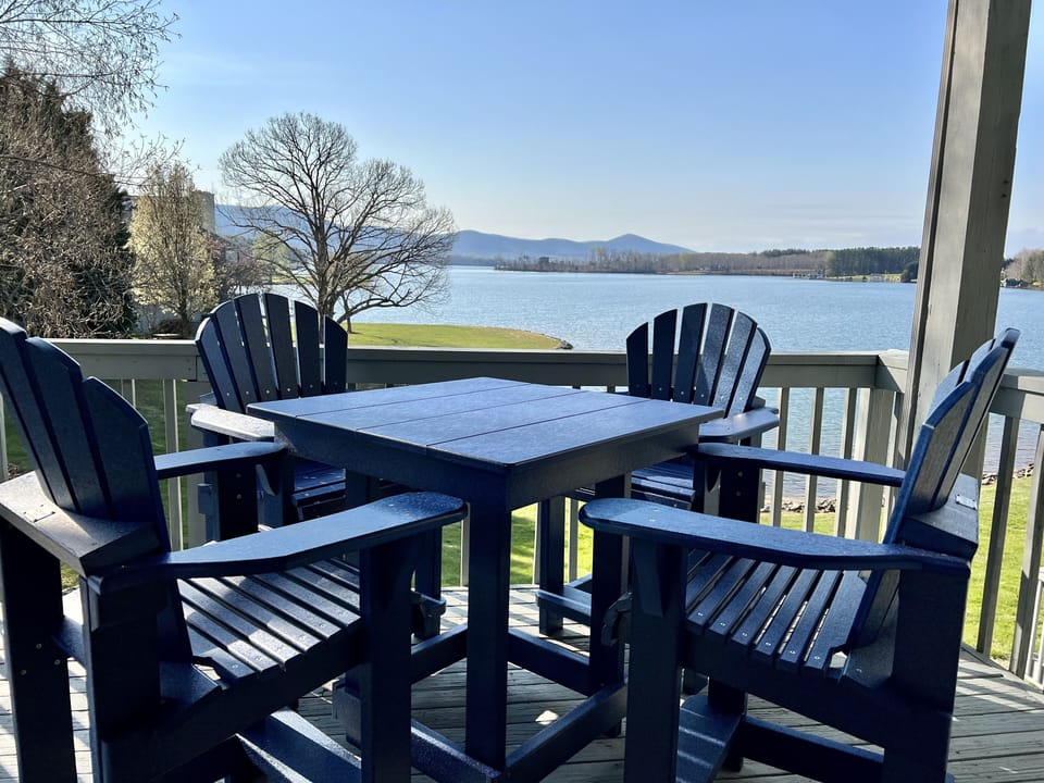 New table and chairs on front deck