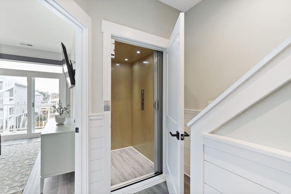 Elevator from ground level to all three living levels.