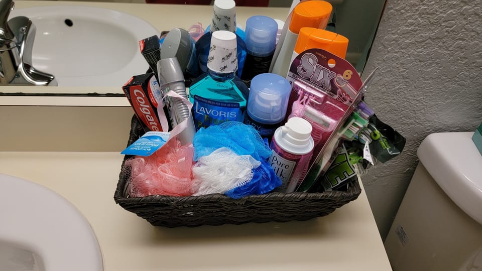 Bathroom amenities provided.