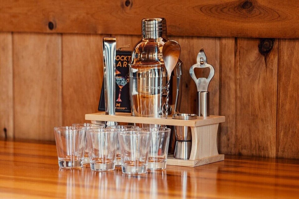 Keep the nights interesting with cocktail idea cards and a shaker to make it just right.
