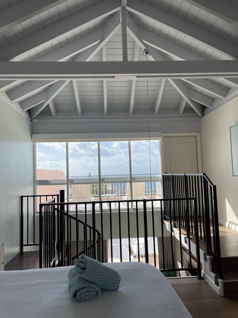 View from Bed to 2nd Floor Balcony