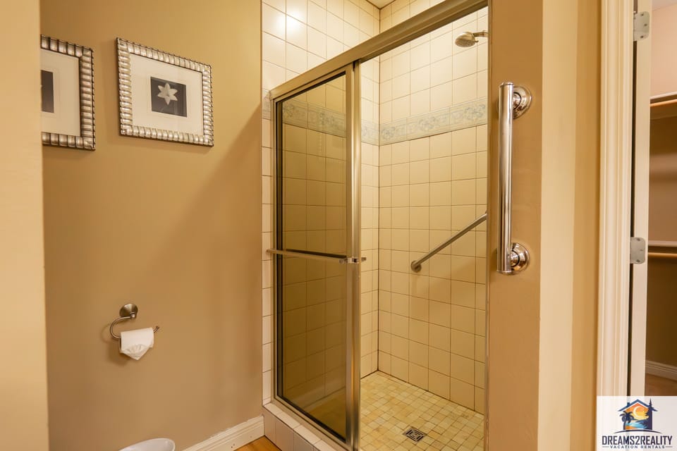 Master Bathroom~ Walk in Shower with Handrails