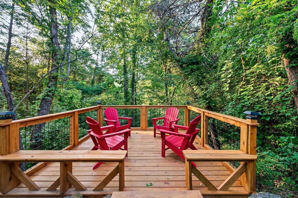 Back deck detached from house
