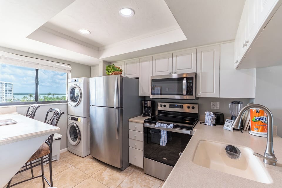 New appliances including a dishwasher and an in-unit washer and dryer