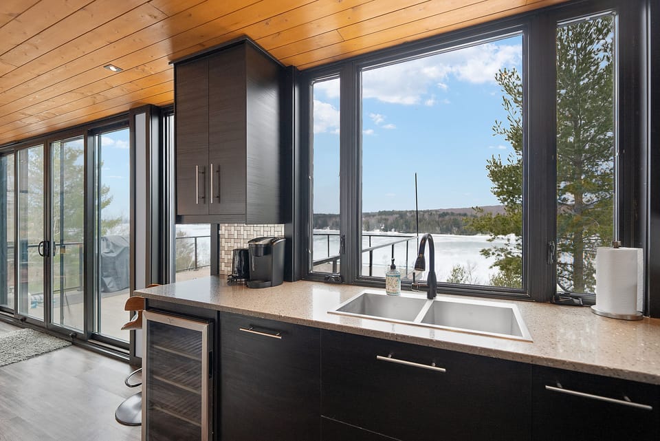 Kitchen area with view