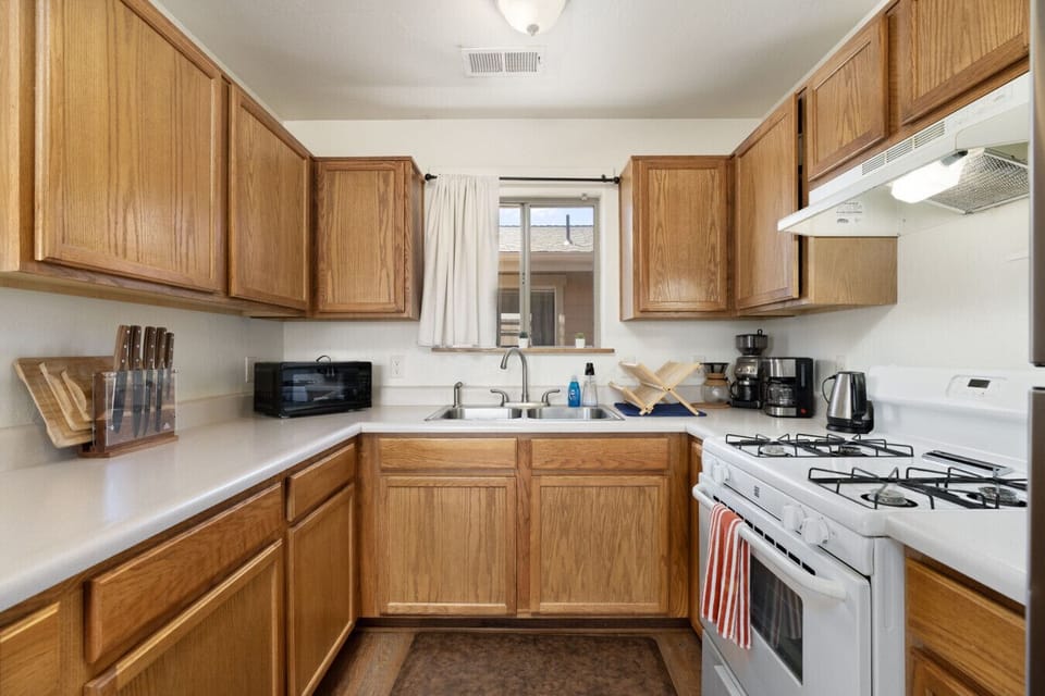 Clean, functional kitchen ready for breakfast before the Grand Canyon or dinner after a day of exploring.