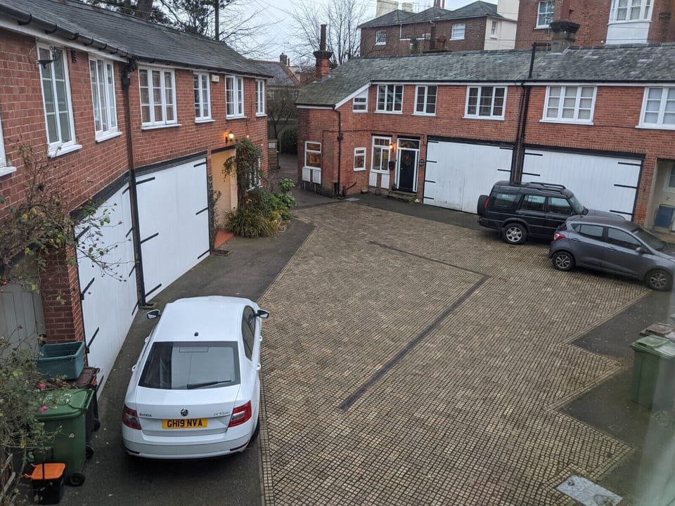 view from Bedroom #2 onto Courtyard