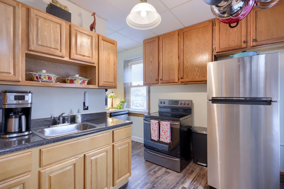 Fully equipped kitchen with modern appliances