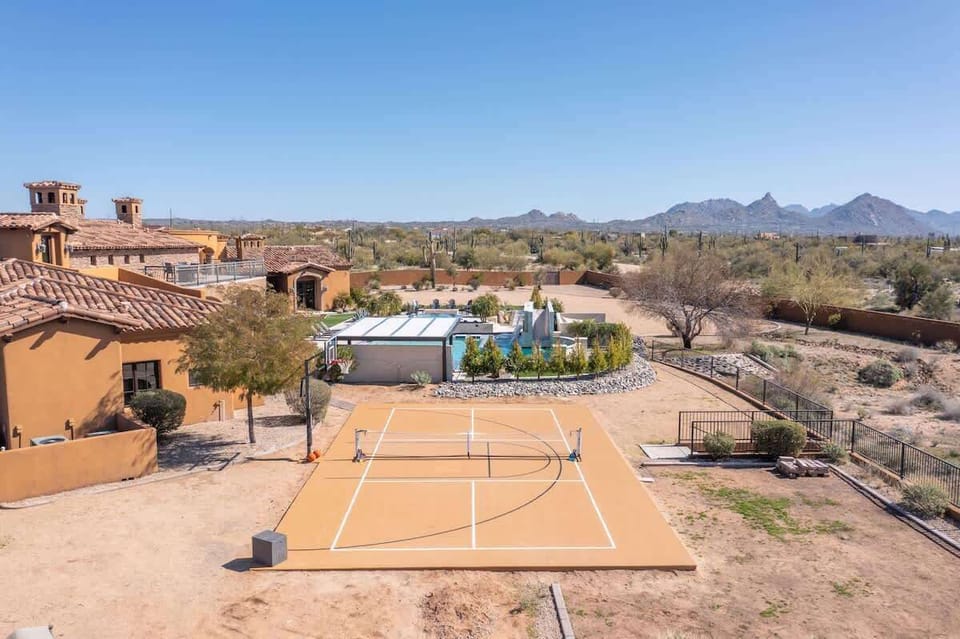 View of the half-size basketball court for active fun in the desert
