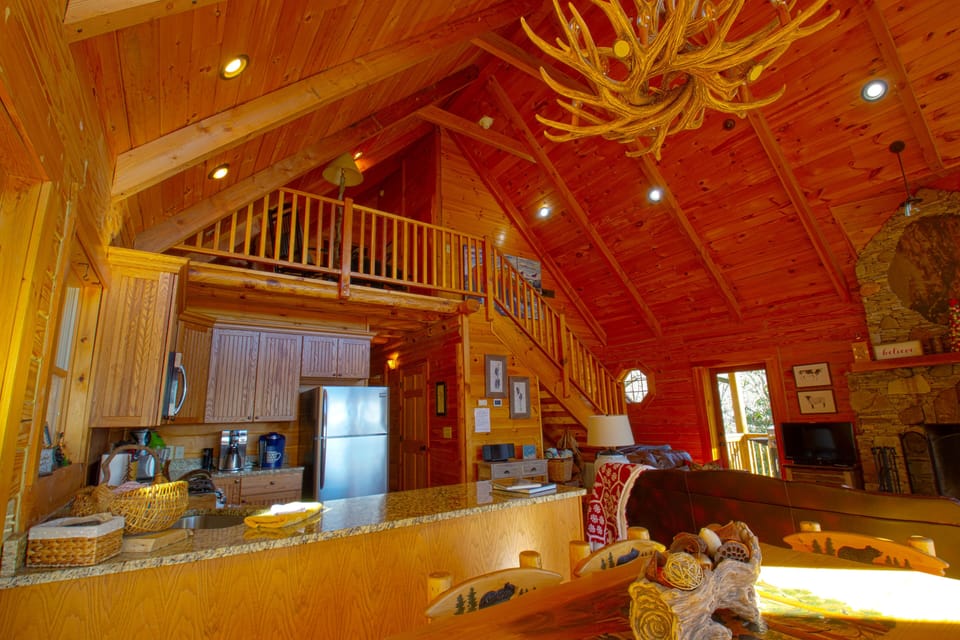 Another perspective of kitchen and living room.