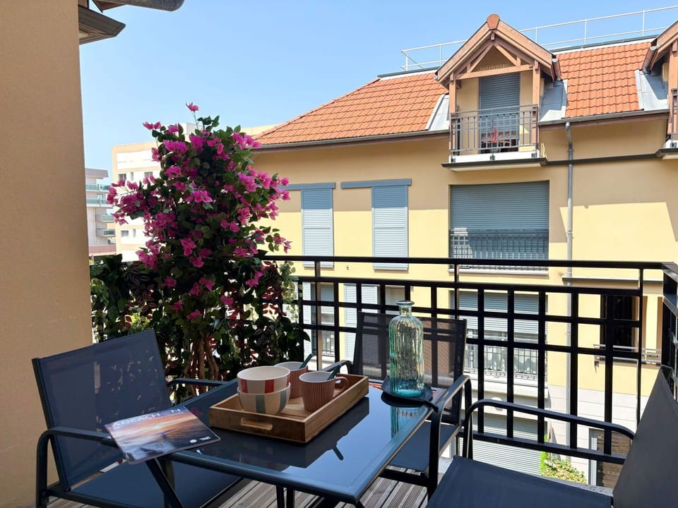Apartment, Balcony, Condominium, Chair, Outdoor Furniture, Porch, Shade, Houseplant, Flowerpot, Handrail