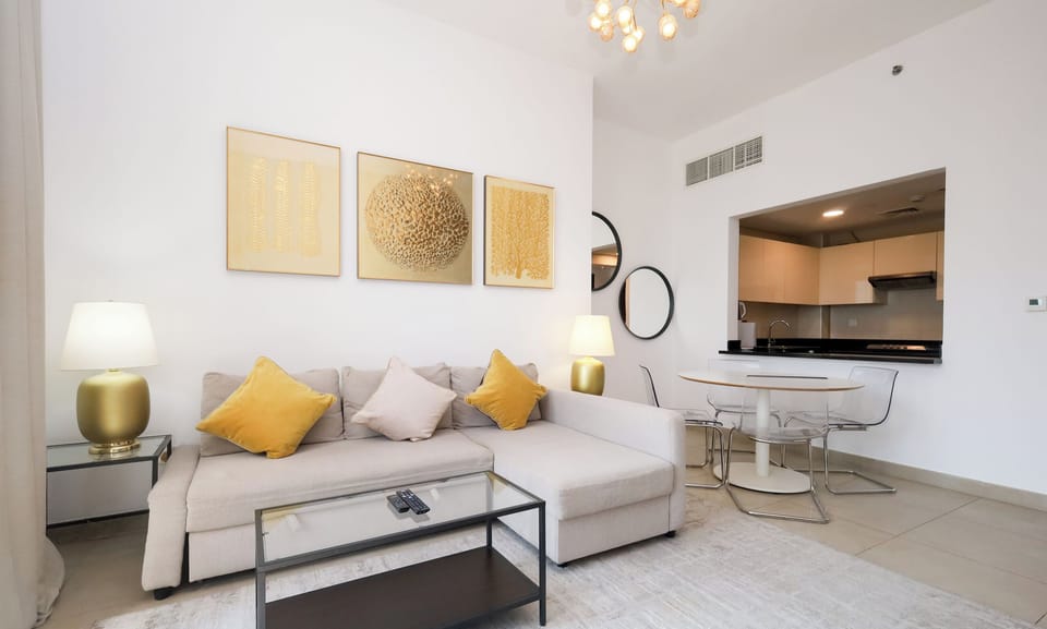 Luxury Apartment | Living area | 43-inch Smart TV with cable channels, TV