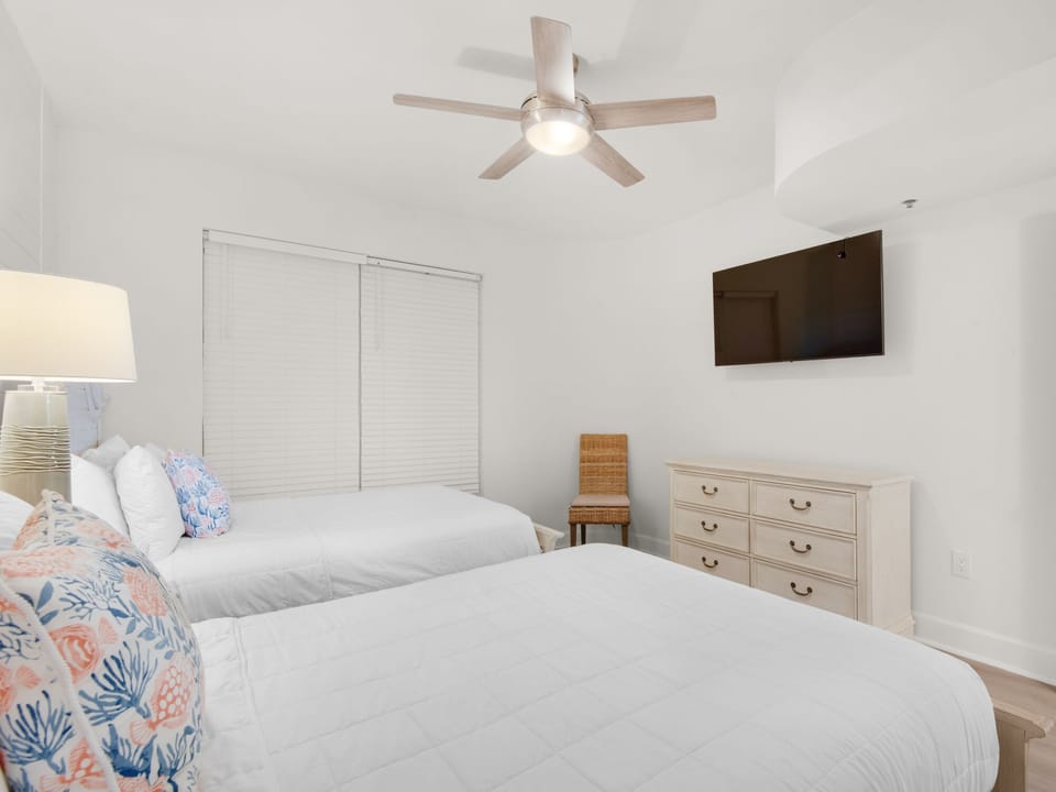 Guest Bedroom #2 with Two Double Beds and Flat Screen TV