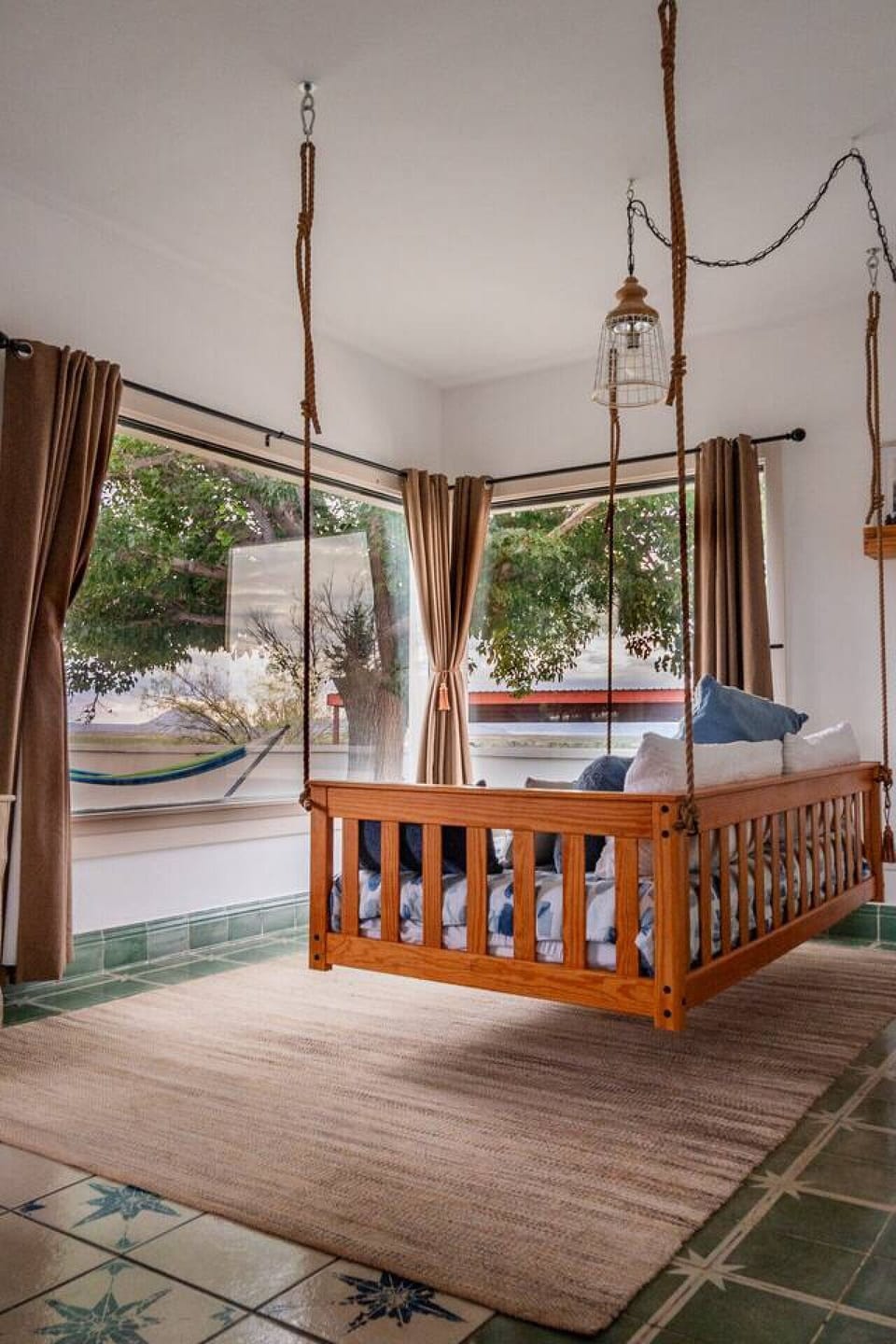 Daybed swing, with a twin mattress, is perfect for extra sleeping space or just for naps!