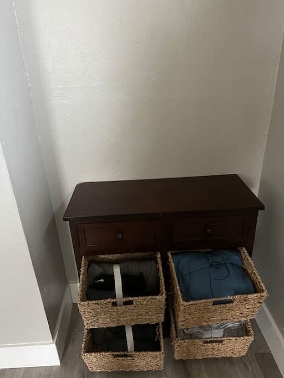 Extra linens and towels for guests staying on the couch