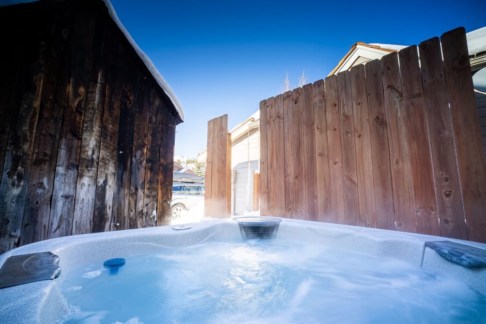 Hot tub located in back of the house