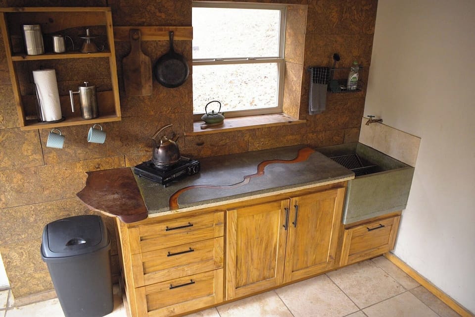 Kitchen area fully stocked one small butane cook stove