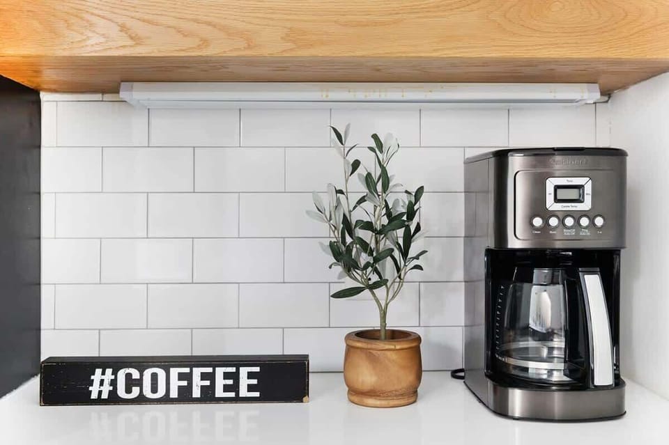 Brew a cup of your favorite locally ground coffee using the large pot coffee maker. 