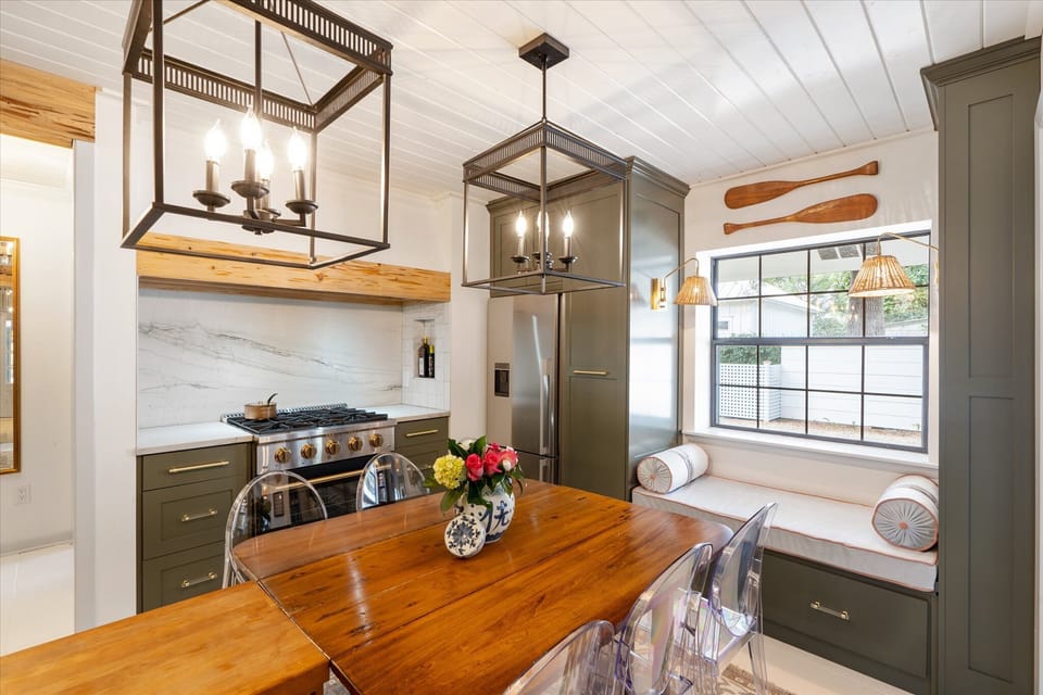 Eat-in kitchen with reading nook.