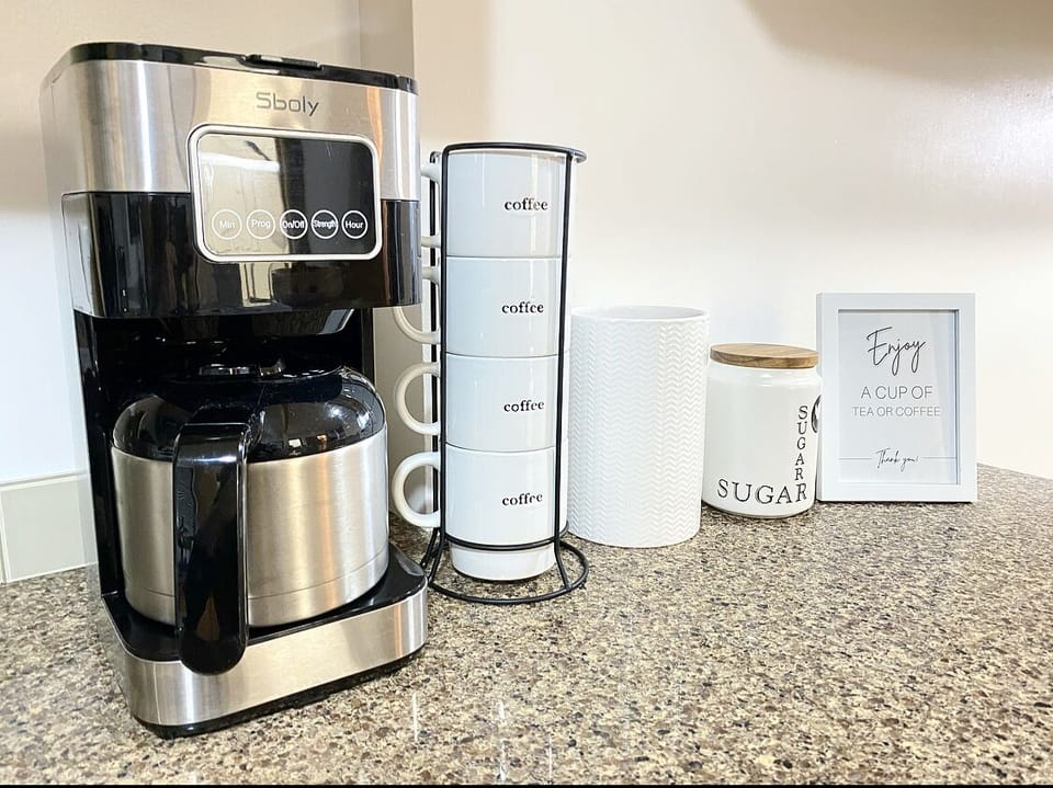 Enjoy a complimentary cup of coffee or tea in the morning to start your day.