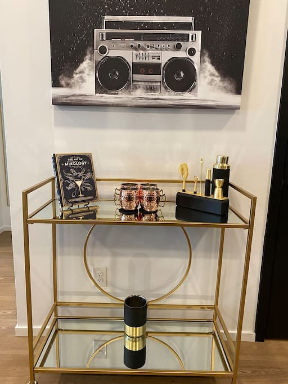 Make your favorite cocktail on our bar cart.