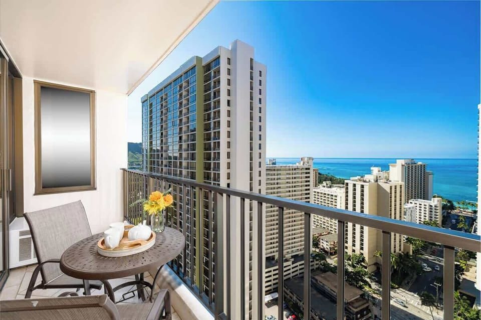 Enjoy the fabulous ocean view from the balcony.