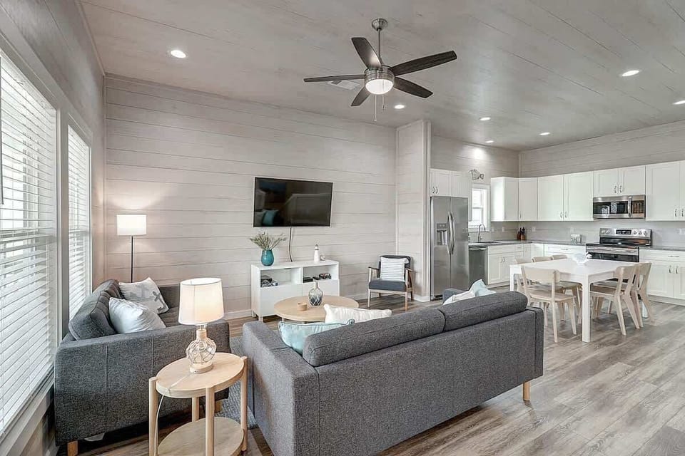 Open Living, Dining, and Kitchen. 