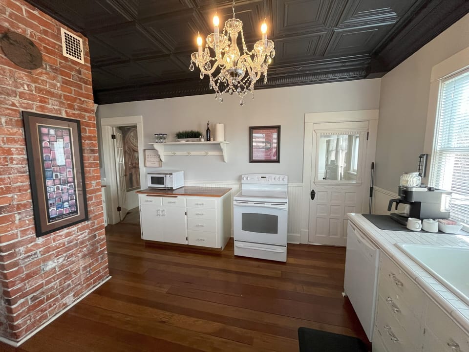 Large fully stocked kitchen.