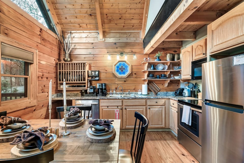 Whether you're looking for a home-cooked meal or something quick and easy, the fully-stocked kitchen has everything needed to satisfy your cravings during this restful vacation!
