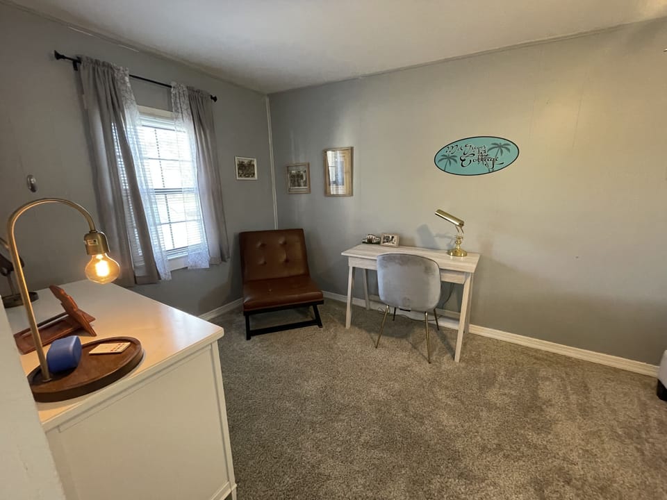 Walking into the bedroom  