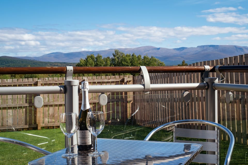 Take in the stunning view of The Cairngorms from the decking