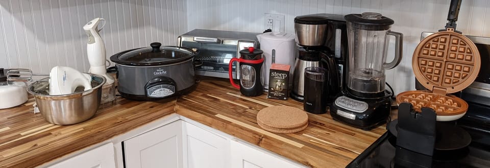 Kitchen appliances provided. Not included are the pots / pans / bowls / utensils