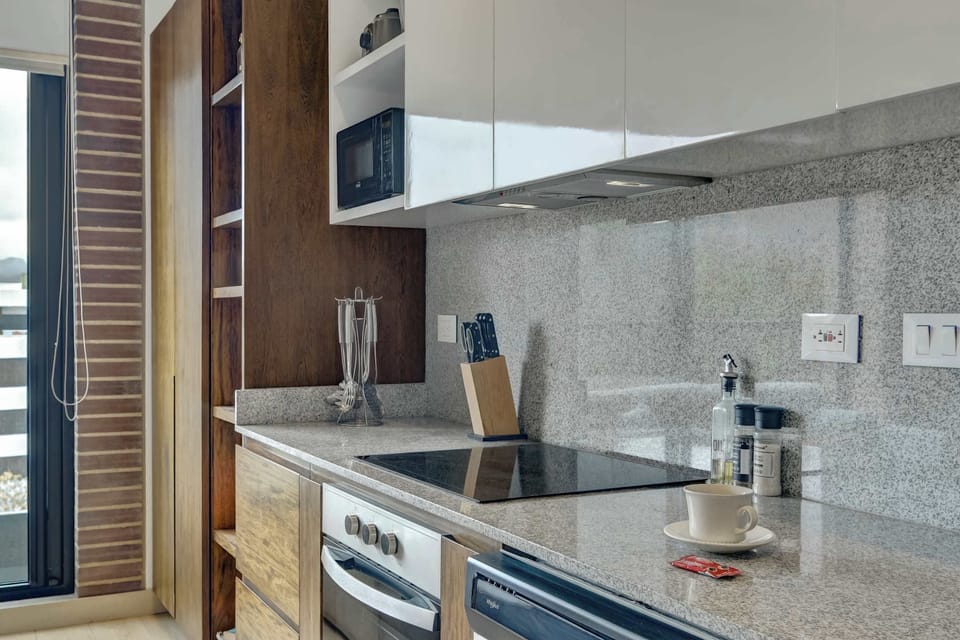 Contemporary kitchen with  appliances.