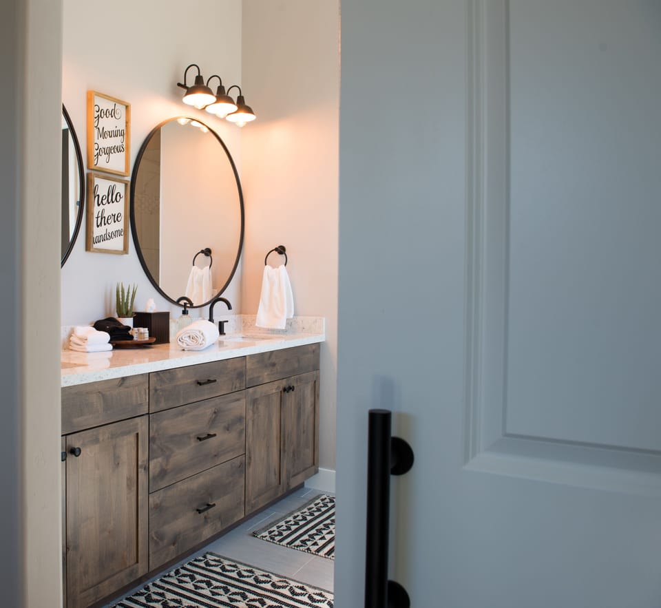 Master Bathroom with double sinks, separate tub & walk in shower